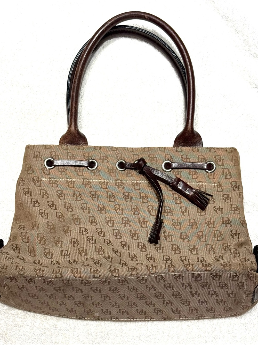Classic Dooney & Bourke Monogram Canvas Purse in Brown